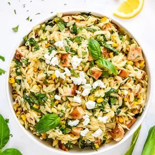 Lemony Chicken and Corn Orzo Salad