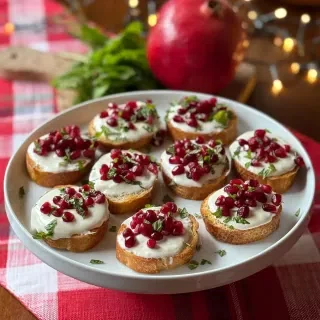 Goat Cheese Toast with Pomegranate & Mint