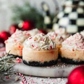 Mini Peppermint Bark Cheesecakes