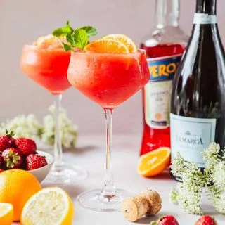 Frozen Aperol Spritz with Strawberries