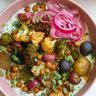Roasted Veggie Tzatziki Bowls