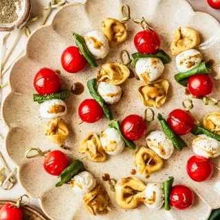 15-Minute Tortellini Caprese Skewers