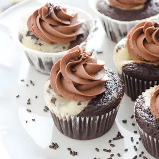 Black Bottom Cupcakes with Salted Chocolate Buttercream