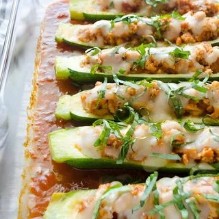 Chicken Parmesan Stuffed Zucchini Boats
