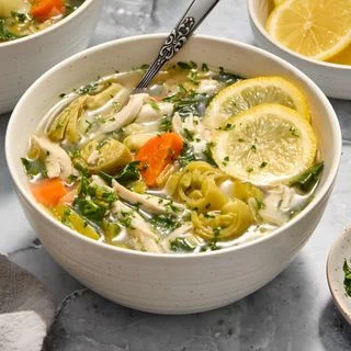 Slow Cooker Lemon Chicken Artichoke Soup