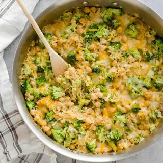 One Pan Chickpea Broccoli Rice Casserole