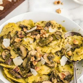 Mushroom Ravioli with Pesto