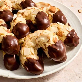 Chocolate Dipped Almond Horn Cookies