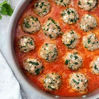Spinach Feta Baked Turkey Meatballs