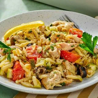 Greek Lemon Chicken Orzo Casserole