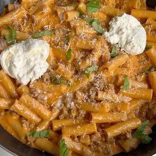 Creamy Sausage Pasta with Burrata