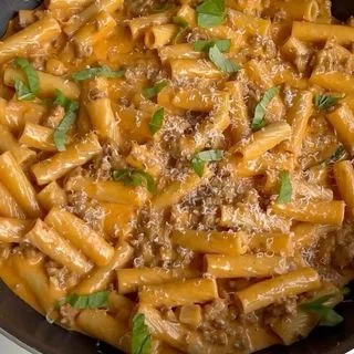 Creamy Sausage Pasta with Burrata