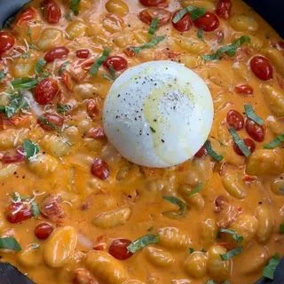 Creamy Tomato Gnocchi with Burrata