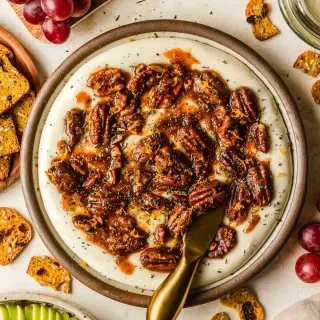 Quick Whipped Brie Cheese with Sticky Pecans