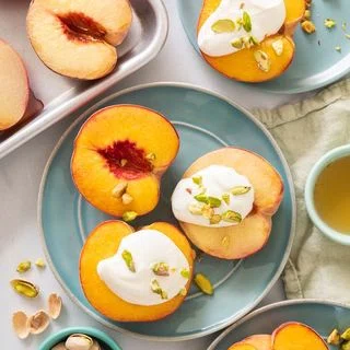 Baked Nectarines with Honey Yogurt Sauce