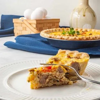 Lazy Quiche with Sausage, Onions, and Peppers
