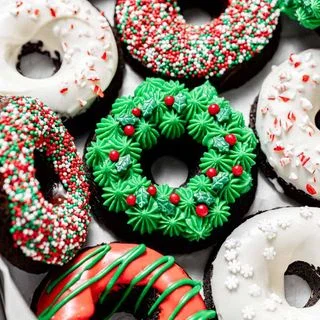 Chocolate Peppermint Christmas Donuts