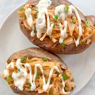 Vegan Stuffed Sweet Potatoes with Jackfruit