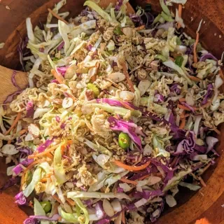 Crunchy Cabbage Salad with Crispy Ramen Topping
