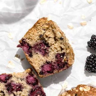 Bakery-Style Blackberry Oatmeal Muffins
