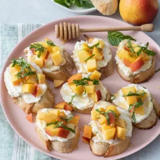 Peach and Ricotta Crostini