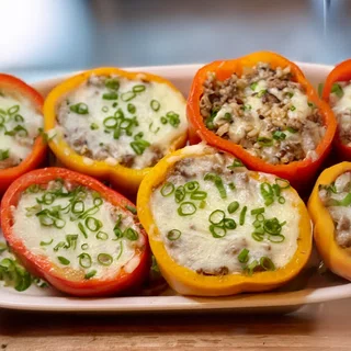 Cheesy Beef and Rice Stuffed Peppers