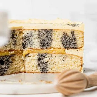 Poppy Seed Swirled Lemon Curd Cake