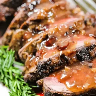 Slow Roasted Beef Tenderloin with Port Wine Sauce