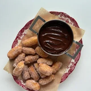 Churro Bites with Homemade Chocolate Sauce