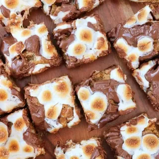 S’mores Cookie Bars with Brown Butter and Toasted Marshmallows