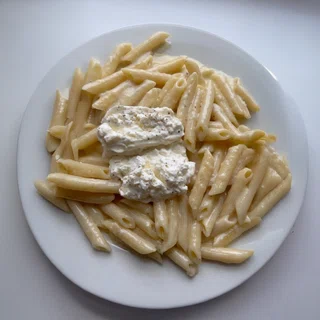 Roasted Garlic Alfredo Penne with Burrata