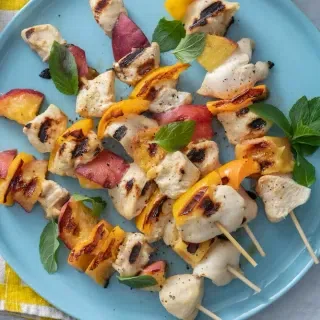 Chicken, Peach & Bell Pepper Skewers