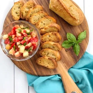 Peach and Tomato Bruschetta
