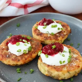 Loaded Mashed Potato Cakes with Leftover Turkey and Sides