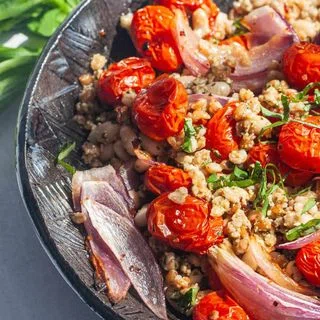 Farro with Blister Tomato and Pesto 