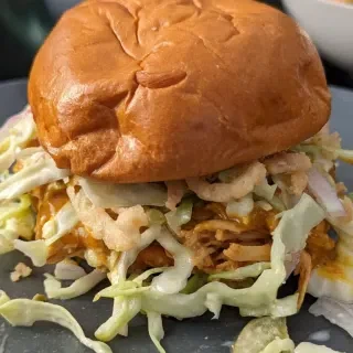 BBQ Chicken Sandwich with Dill Pickle Slaw (Slow Cooker)