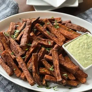 Sweet Potato Fries with Pesto Aioli