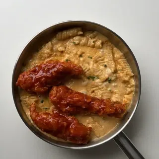 Hot Honey Chicken Tenders with Creamy Pasta