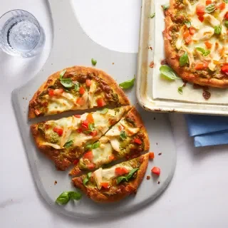 Chicken Pesto Naan Pizzas