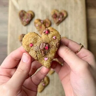 Heart-Shaped Brown Butter Chocolate Chip Cookies