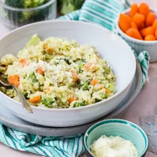 Carrot, Broccoli and Cheese Orzo