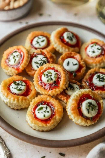 Pepper Jelly & Goat Cheese Puff Pastry Tartlets