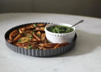 Potato Wedges With Zhoug + Garlic Aioli