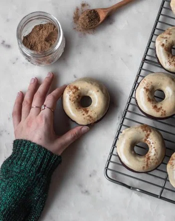 Chocolate Donuts With Masala Chai Glaze
