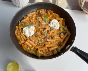 Creamy Sausage Pasta with Burrata