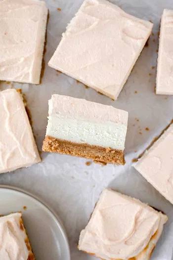 Vanilla Cheesecake Bars with Caramel Mousse