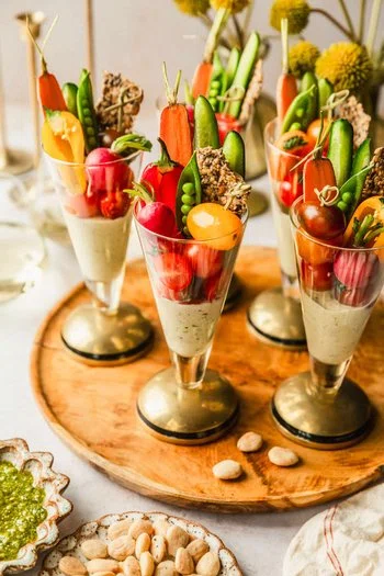 Super Simple Crudités Cups with Pesto Dip