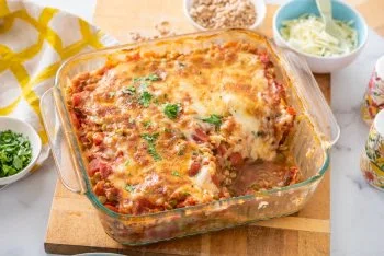 Baked Farro with Lentils, Tomato and Mozzarella