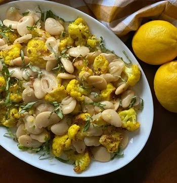 Roasted Cauliflower with Butter Beans
