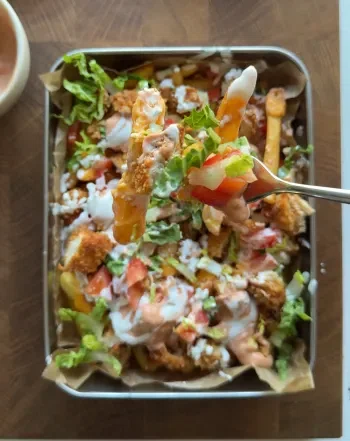 Crispy Chicken Burger Bowl with Loaded Fries